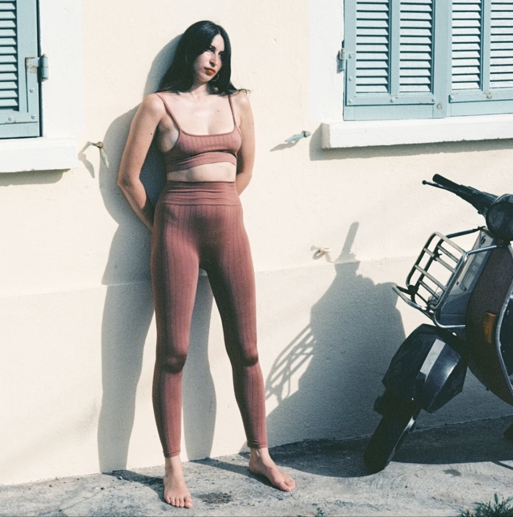 Prism Rust High Waist Ribbed Leggings
